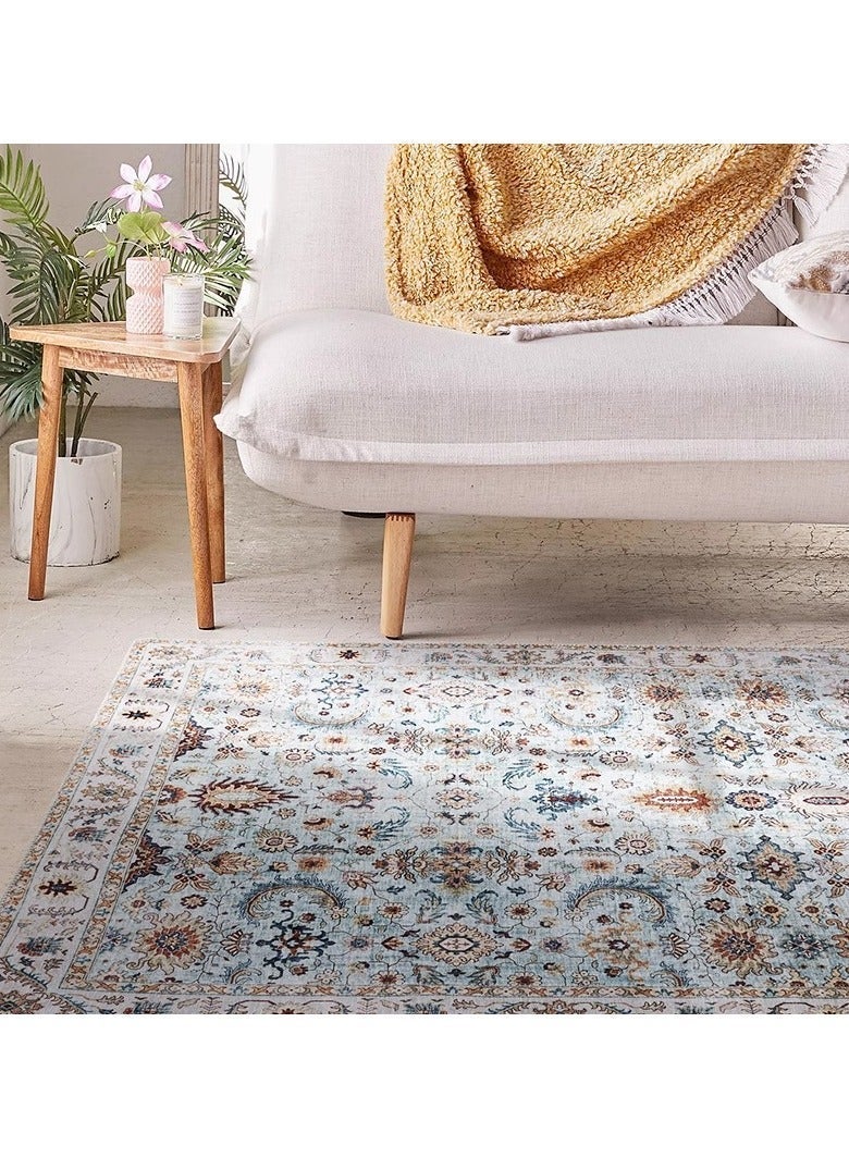 80*160cm  السجاد غرفة نوم على الطراز الفارسي على الطراز الفارسي-سجادة منطقة غير قابلة للانزلاق ، غير مقاومة للبقع وسهلة التنظيف وقابلة للغسل وناعمة ومريحة - Image 5